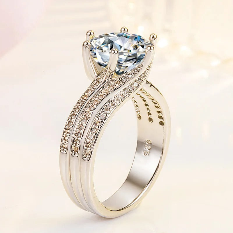 925 Sterling Silver 5A Zircon Luxury Bridal & Party Wear Ring for Women