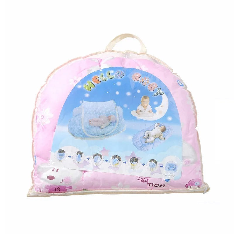 Foldable Baby Crib with Mosquito Net | Portable Baby Bed with Mattress & Pillow