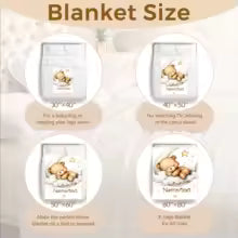 Customized Soft Flannel Baby Blanket – Cute Teddy Bear & Stars Print Personalized Name Swaddle Blanket
