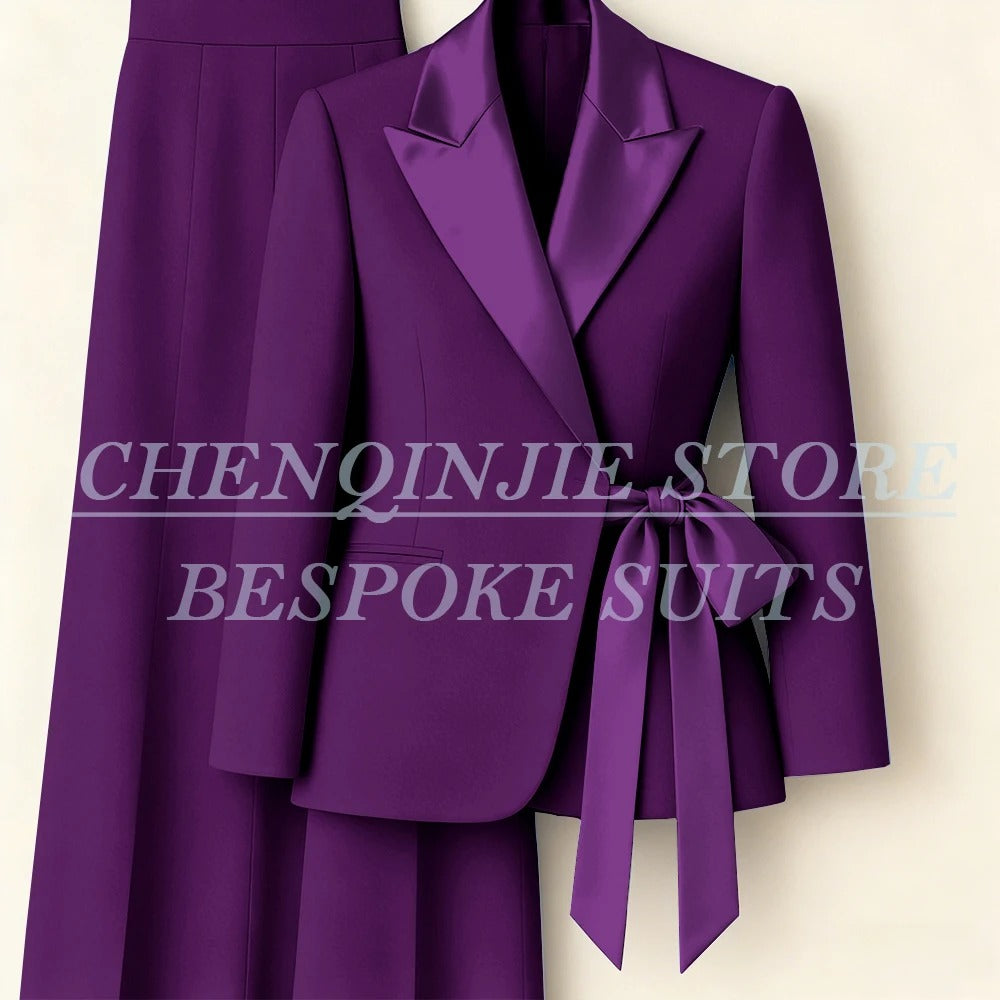 Elegant 2-Piece Office Lady Blazer & Pants Set with Belt – Formal Women's Suit