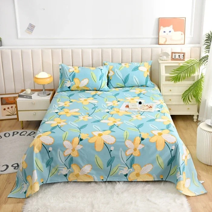 Red Rose Floral Printed Cotton Bedsheet Set