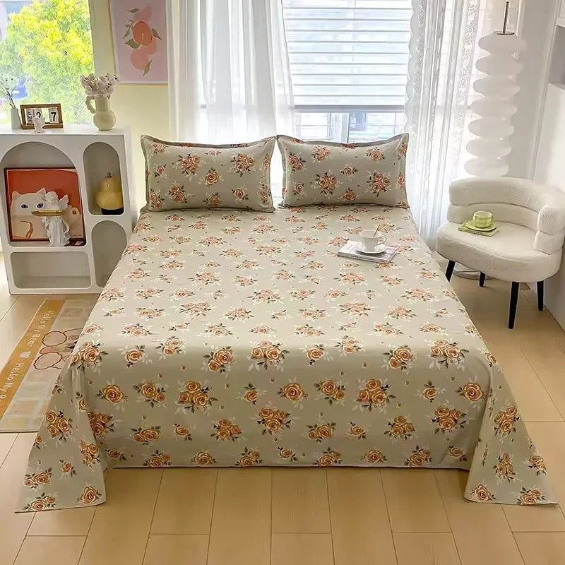 Red Rose Floral Printed Cotton Bedsheet Set