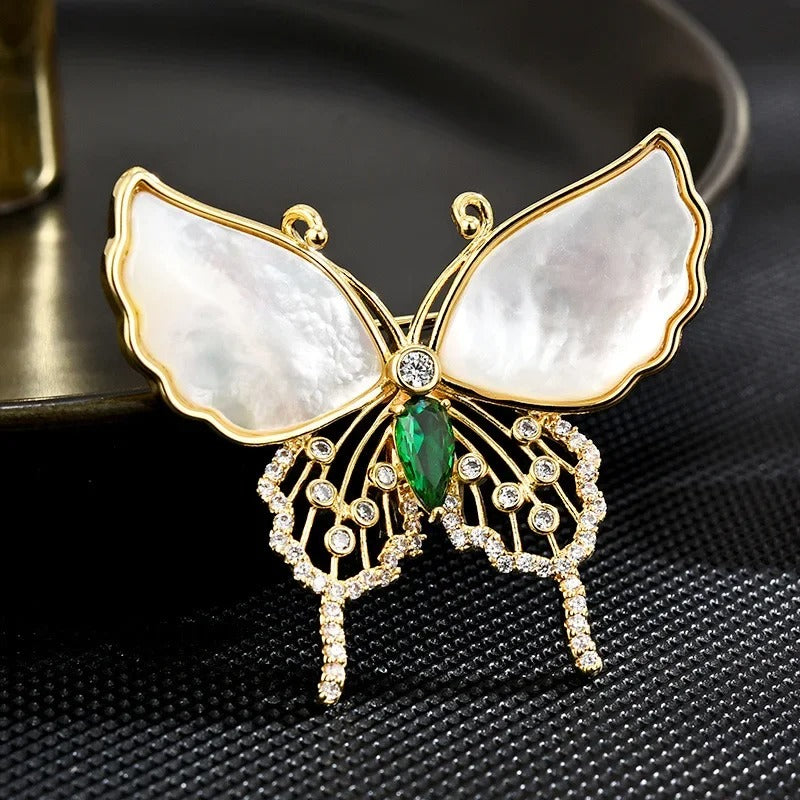 Elegant Emerald Crystal Butterfly Brooch - Premium Luxury Brooch Pin for Suits & Dresses